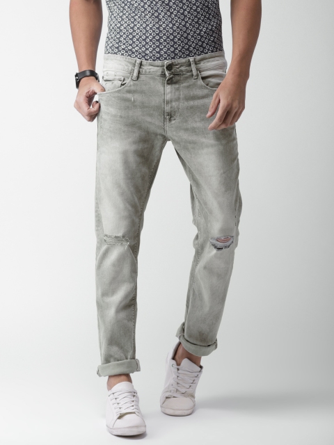 

Celio Men Grey Straight Fit Mid-Rise Mildly Distressed Stretchable Jeans