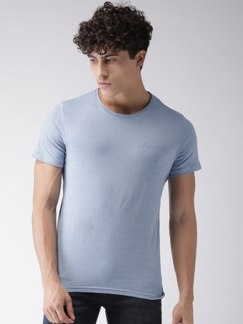 

Celio Men Blue Solid Round Neck Pure Cotton T-shirt