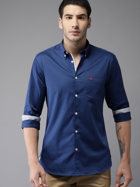 

THE BEAR HOUSE Men Blue Slim Fit Solid Formal Shirt