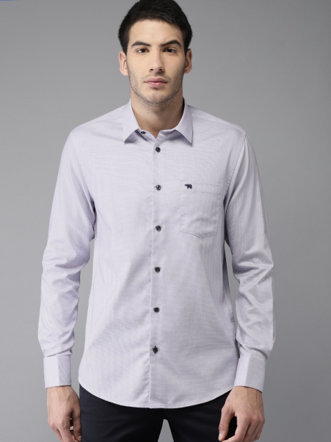 

THE BEAR HOUSE Men Lavender Slim Fit Self Design Formal Shirt