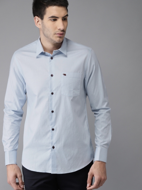 

THE BEAR HOUSE Men Blue Club Slim Fit Self-Design Semiformal Shirt