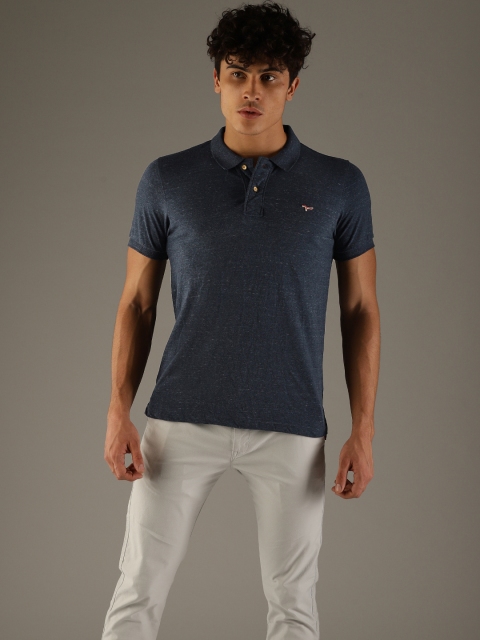 

Flying Machine Men Navy Solid Polo Collar T-shirt, Navy blue