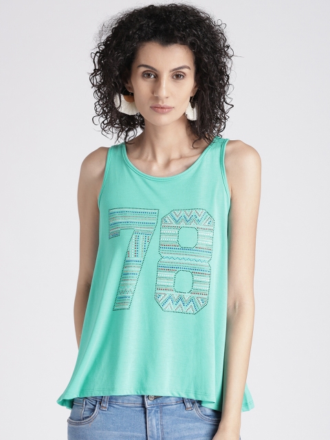 

Splash Women Sea Green Embellished A-Line Top
