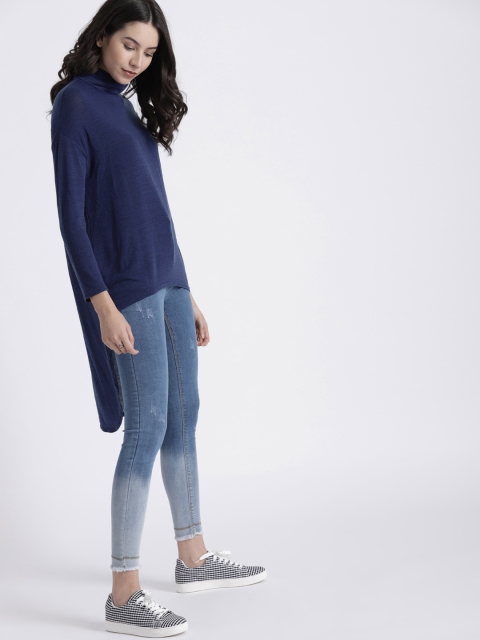 

Splash Women Blue Solid High-Low Top