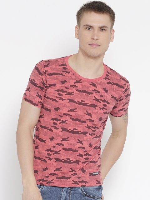 

Duke Men Pink Printed Round Neck T-shirt