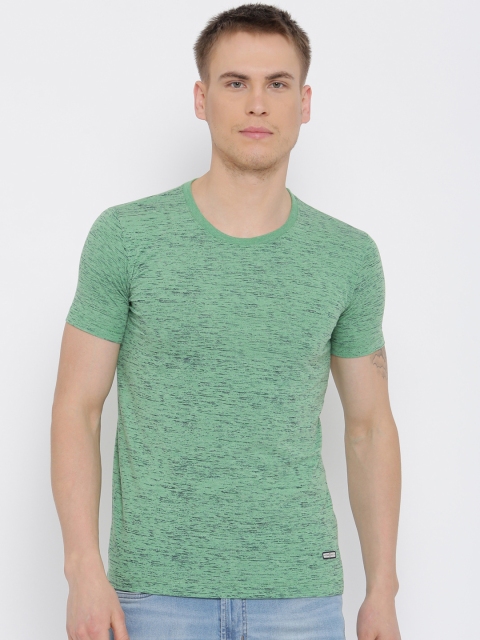 

Duke Men Green Printed Round Neck T-shirt