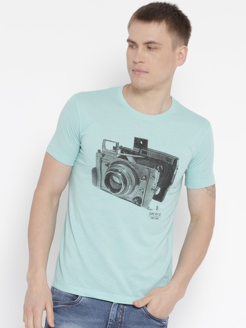

Duke Men Blue Printed Round Neck T-shirt