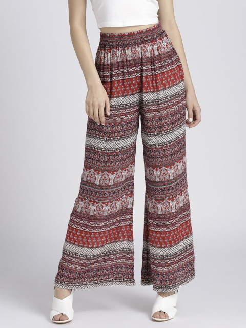 

Splash Women Maroon & Off-White Printed Wide Leg Palazzos