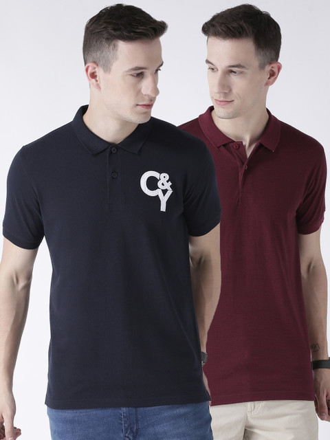 

Club York Men Pack of 2 Printed T-Shirts, Maroon
