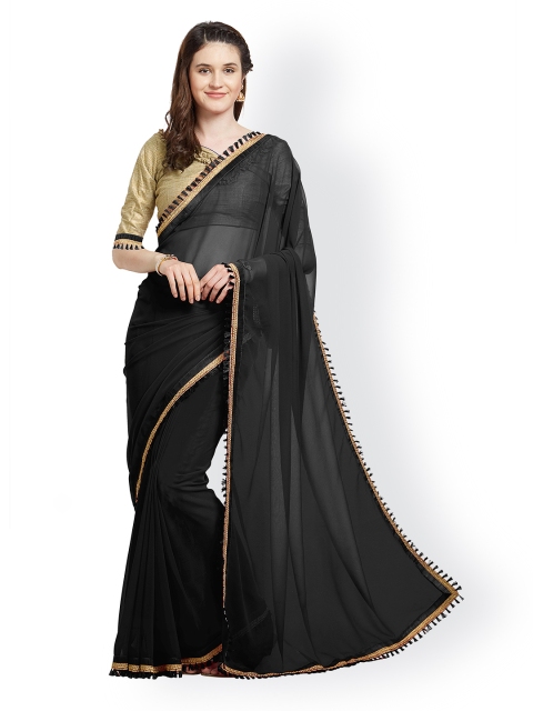 

Mirchi Fashion Black Solid Poly Georgette Saree