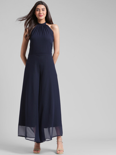 

Trend Arrest Navy Blue Solid Basic Jumpsuit