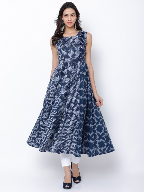 

Vishudh Women Blue Printed Anarkali Kurta