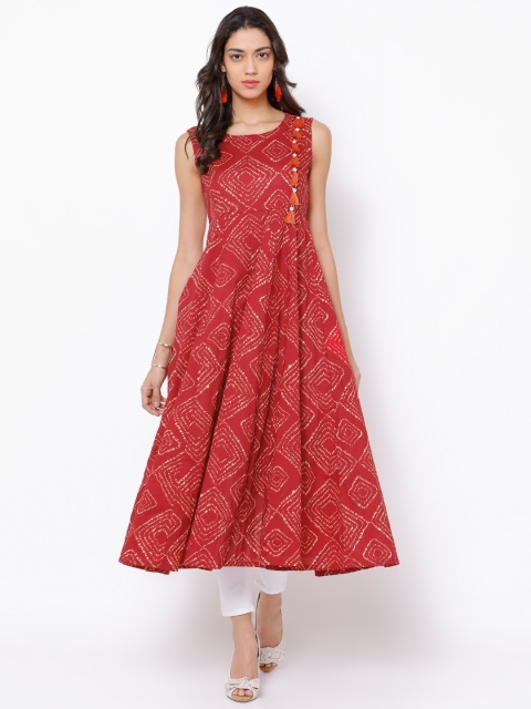 

Vishudh Women Red Printed Anarkali Kurta