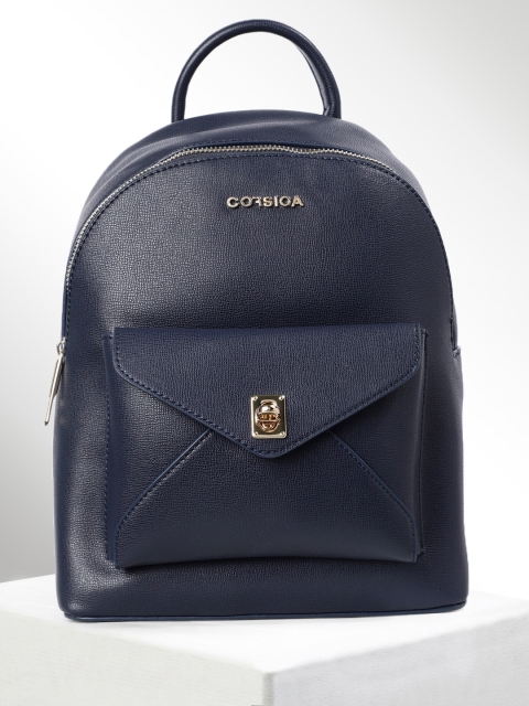 

CORSICA Women Navy Blue Solid Backpack
