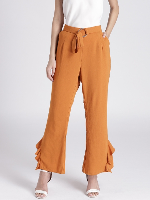 

Splash Women Rust Orange Regular Fit Solid Parallel Trousers