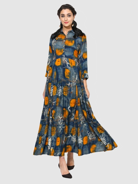 

Get Glamr Women Blue Printed Anarkali Kurta