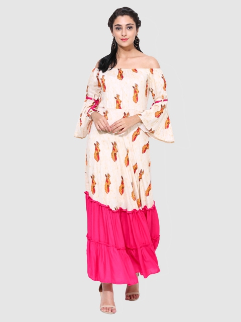 

Get Glamr Women Beige Printed A-Line Maxi Dress