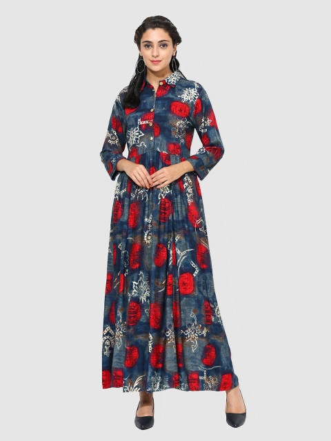 

Get Glamr Women Blue Printed Anarkali Kurta