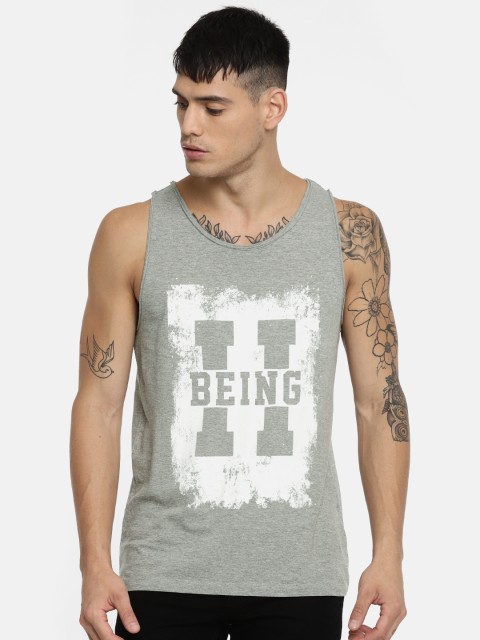 

Being Human Men Grey Printed Slim Fit Round Neck T-shirt