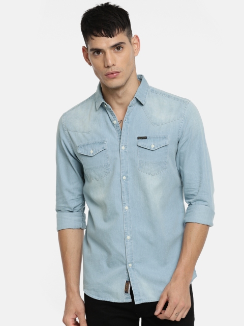 

Being Human Clothing Men Blue Slim Fit Solid Casual Shirt
