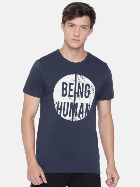 

Being Human Men Navy Blue Solid Round Neck T-shirt