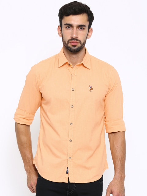 

U.S. Polo Assn. Denim Co. Men Peach-Coloured Casual Shirt