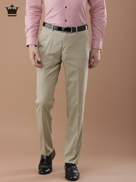 

Louis Philippe Men Beige Ultra Regular Fit Solid Formal Trousers