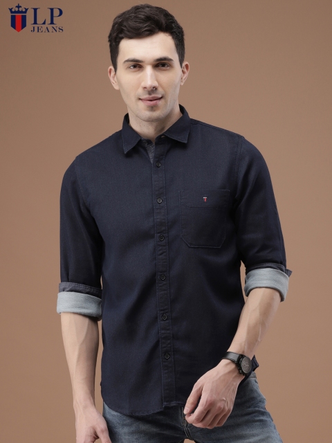

Louis Philippe Jeans Men Navy Blue Slim Fit Solid Casual Shirt