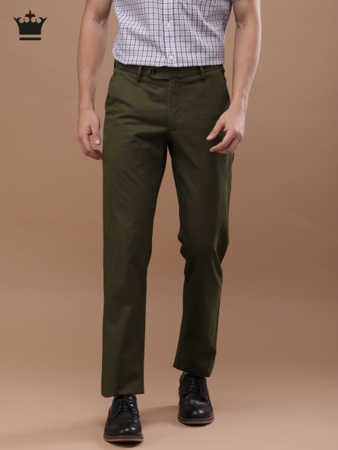 

Louis Philippe Men Olive Green Regular Fit Solid Chinos