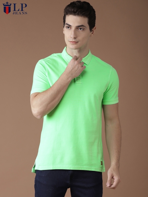

Louis Philippe Jeans Men Green Solid Polo Collar T-shirt