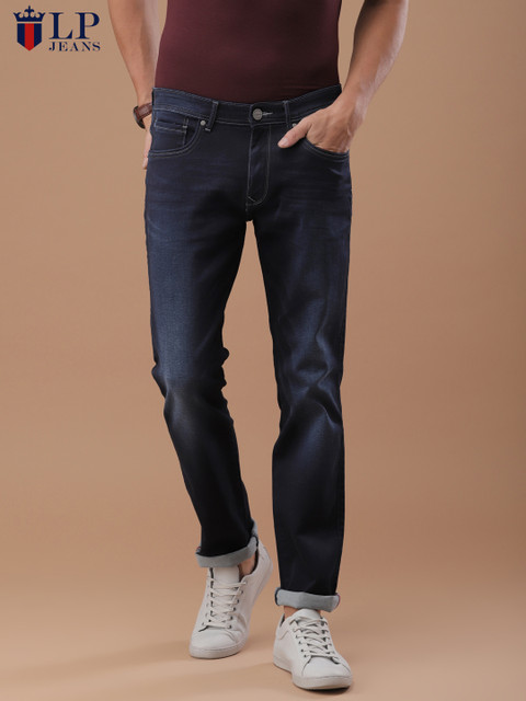

Louis Philippe Jeans Men Blue Straight Fit Mid-Rise Clean Look Stretchable Jeans
