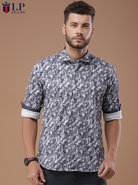 

Louis Philippe Jeans Men Blue & White Slim Fit Printed Casual Shirt