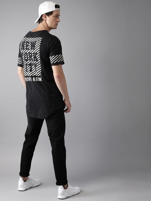

Moda Rapido Men Black Printed Round Neck T-shirt