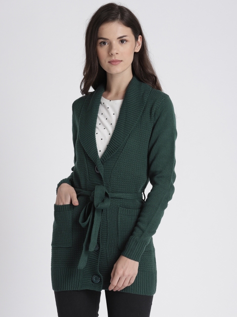 

Splash Women Green Solid Longline Cardigan