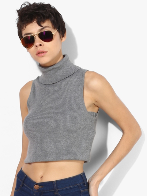

Splash Women Grey Melange Self-Striped Top