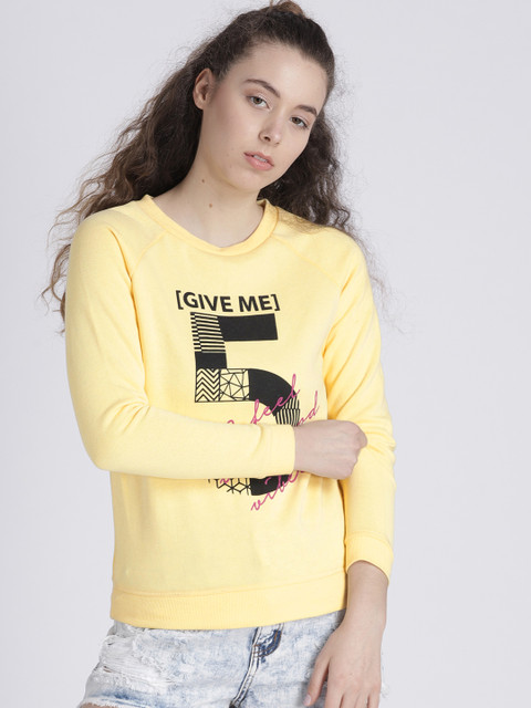 

Splash Women Yellow & Black Printed Sweatshirt