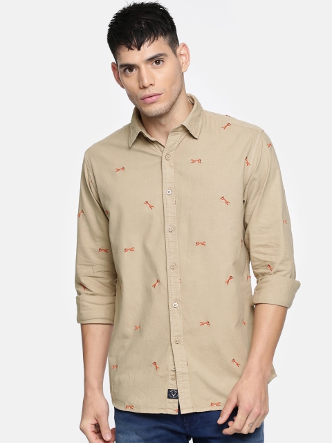 

Allen Solly Men Beige Regular Fit Self Design Casual Shirt