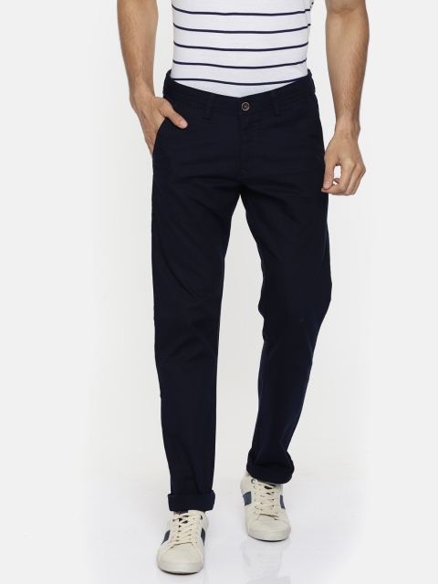 

Allen Solly Men Navy Blue Slim Fit Solid Regular Trousers