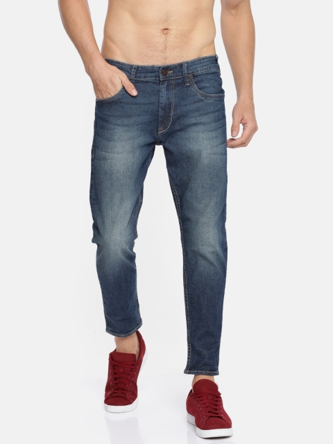 

HERE&NOW Men Blue Slim Fit Mid-Rise Clean Look Stretchable Cropped Jeans