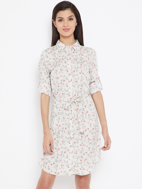 

Wills Lifestyle Women Grey Floral Printed Shirt Dress