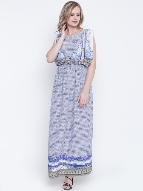 

Wills Lifestyle Women Blue Printed Maxi Dress