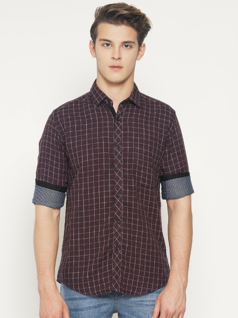 

IVOC Men Maroon & Black Slim Fit Checked Casual Shirt