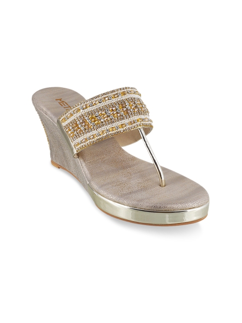 

Metro Women Gold-Toned Embellished Wedges