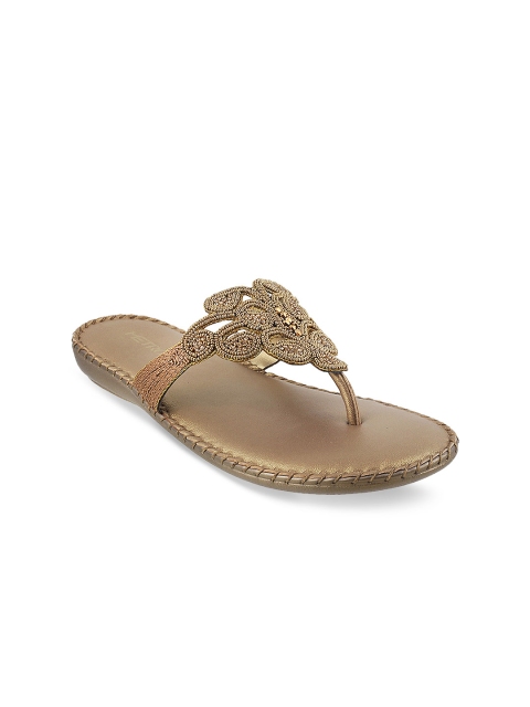 

Metro Women Gold-Toned Solid Synthetic One Toe Flats