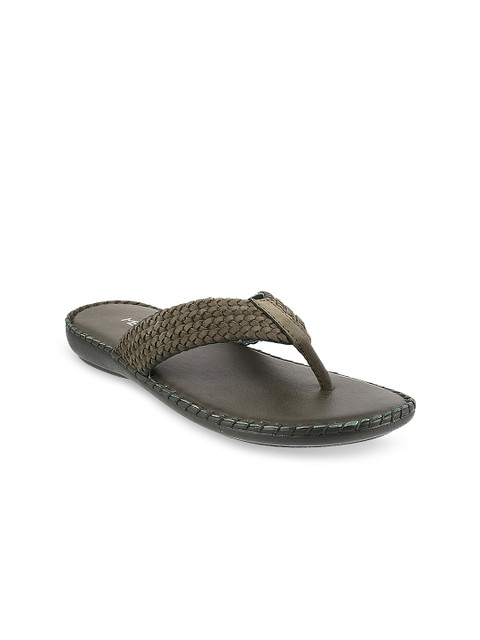 

Metro Women Green Woven Design Leather One Toe Flats