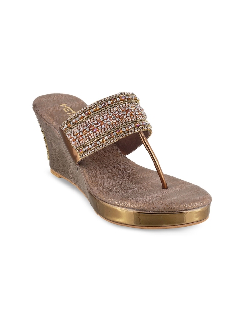 

Metro Women Gold-Toned Embellished Wedges