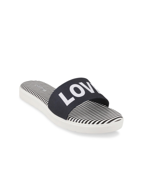 

Metro Women Navy Blue Printed Synthetic Open Toe Flats