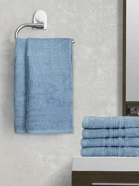

Lushomes Blue Solid Set of 6 Cotton 450 GSM Hand Towels