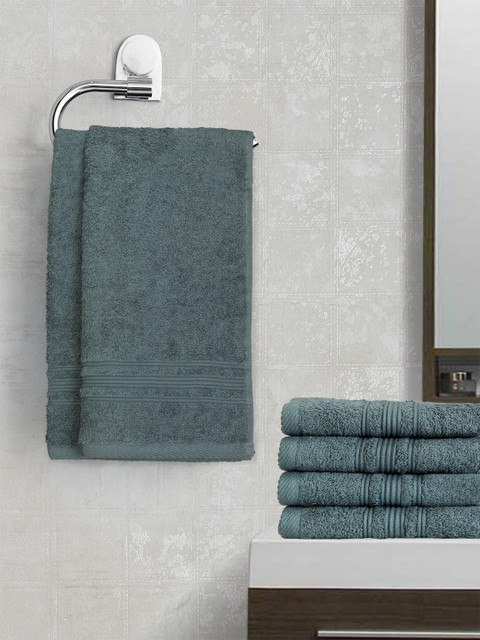 

Lushomes Blue Solid Set of 6 Cotton 450 GSM Hand Towels