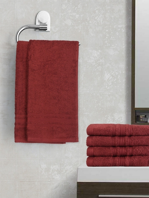 

Lushomes Burgundy Solid Set of 6 Cotton 450 GSM Hand Towels